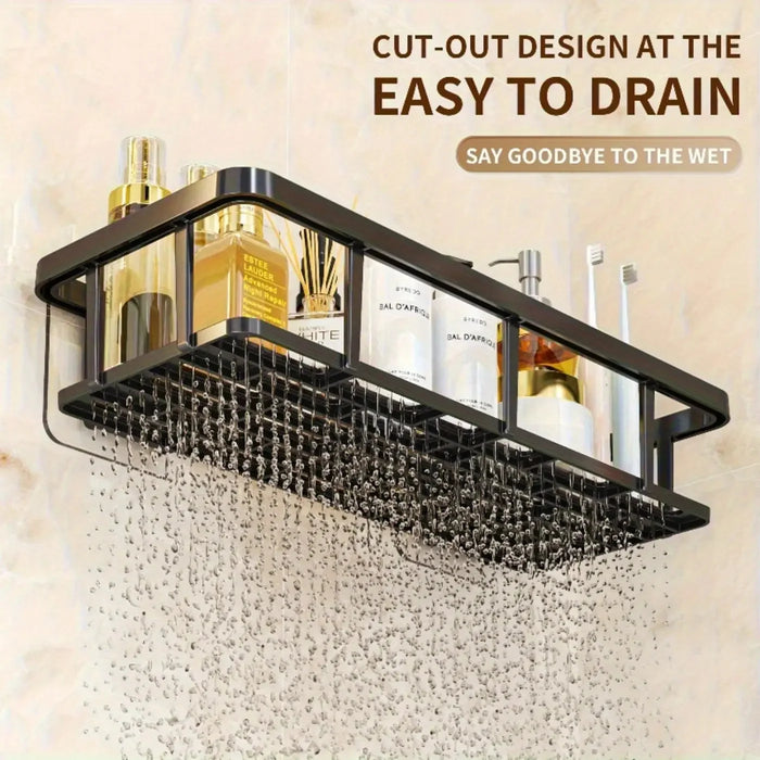 No-Drill Wall Shelf, Heavy-Duty Waterproof Shower Organizer. Easy Adhesive Install, Space-Saving Bathroom Storage.