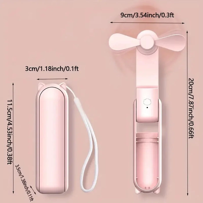 Portable Mini Fan, USB Rechargeable, 3-speed Adjustable, Foldable Handheld Fan, Suitable for Women, Travel, Outdoor Use