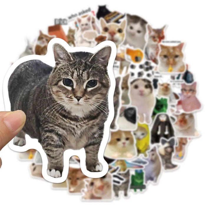 50/100PCS Creative Network Popular Cat Meme Collection Hand Account DIY Graffiti Stickers Water Cup Skateboard Stickers