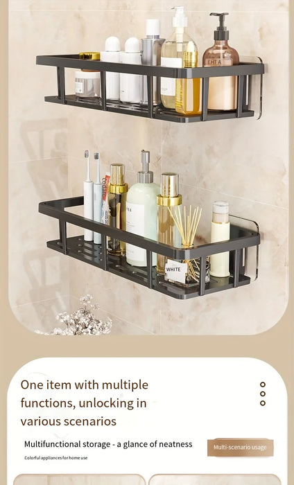 No-Drill Wall Shelf, Heavy-Duty Waterproof Shower Organizer. Easy Adhesive Install, Space-Saving Bathroom Storage.