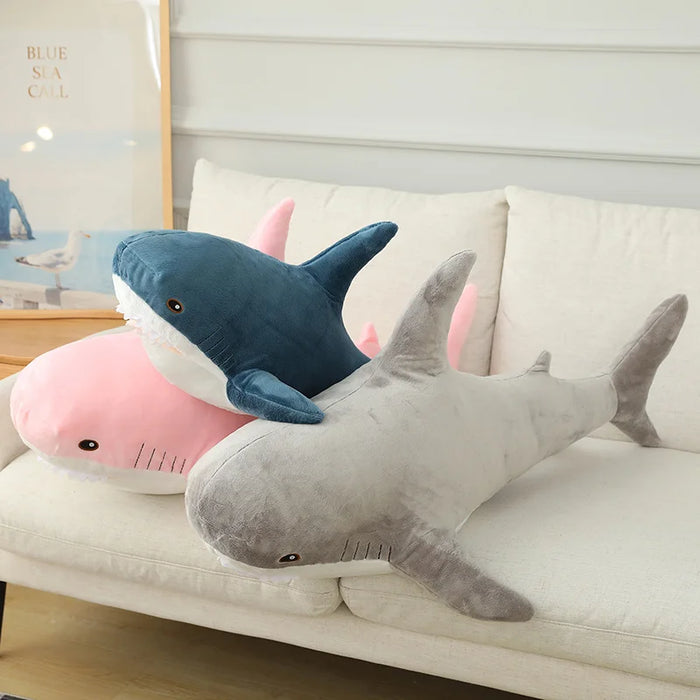 Simulated Shark Sea Creature Blue Pink Grey Fish Toy  Super soft Dolls Cartoon Pillow Bed Decor Birthday Gift for Girls Boys