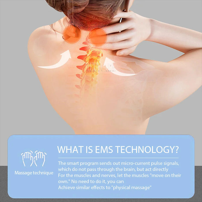 Pulse Neck Massager Electric Smart Cervical Massagers TENS Pain Muscle Kneading Massage