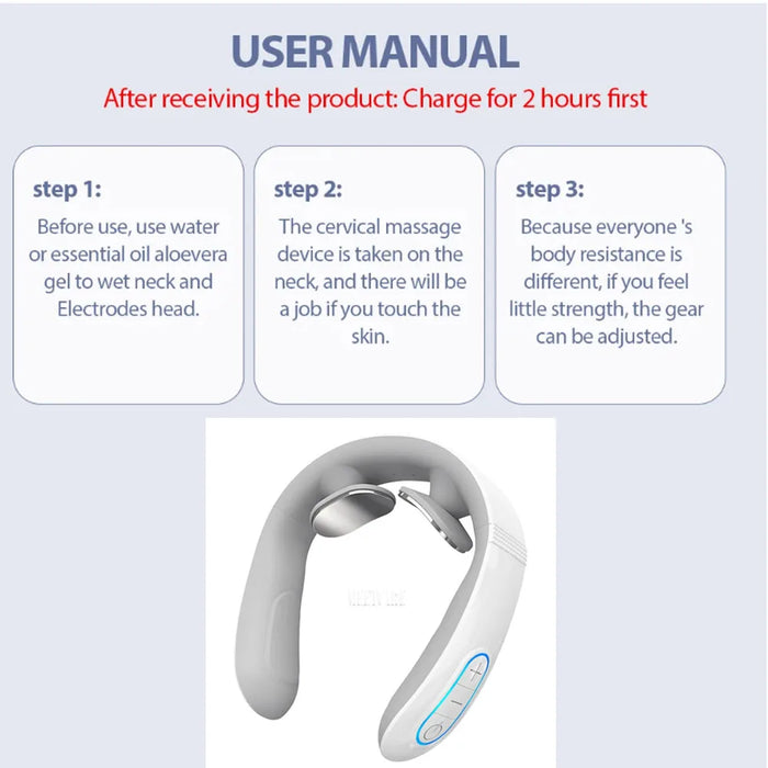 Pulse Neck Massager Electric Smart Cervical Massagers TENS Pain Muscle Kneading Massage