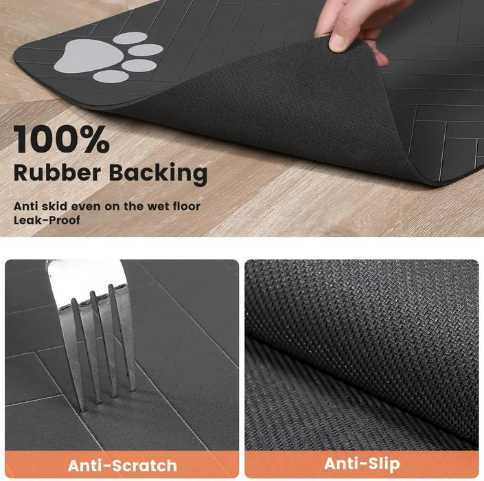 Pet Feeding Mat-Absorbent Pet Placemat Rubber Backing Quick Dry Water Mat for Dog Cat for Food and Water Bowl with Waterproof