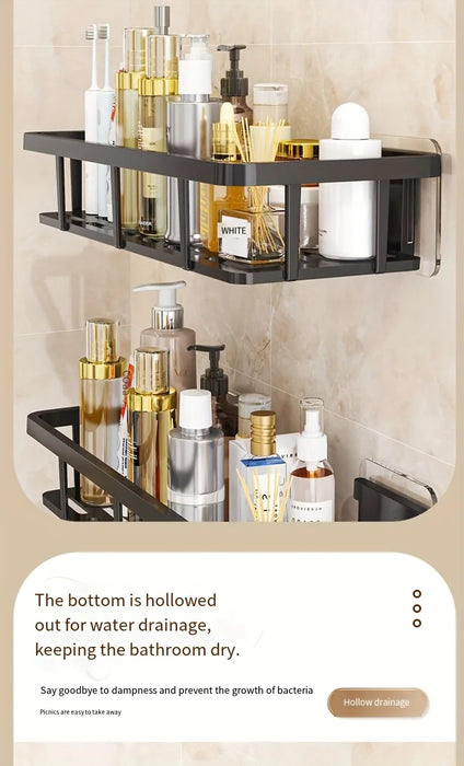 No-Drill Wall Shelf, Heavy-Duty Waterproof Shower Organizer. Easy Adhesive Install, Space-Saving Bathroom Storage.