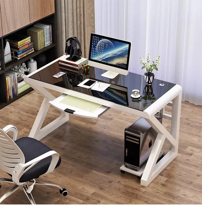 Desktop Computer Desk, Desk, Student Home, Bedroom Tempered Glass Gaming Table, Workbench