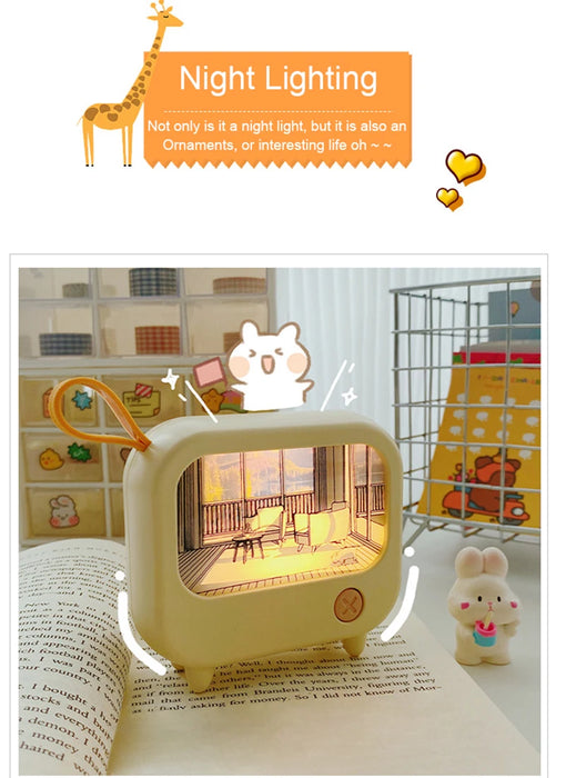 TV Painting Night Light Led Cute Child Learning Table Lamp Room Home Decoration Atmosphere Lighting Mini Desktop Birthday Gift