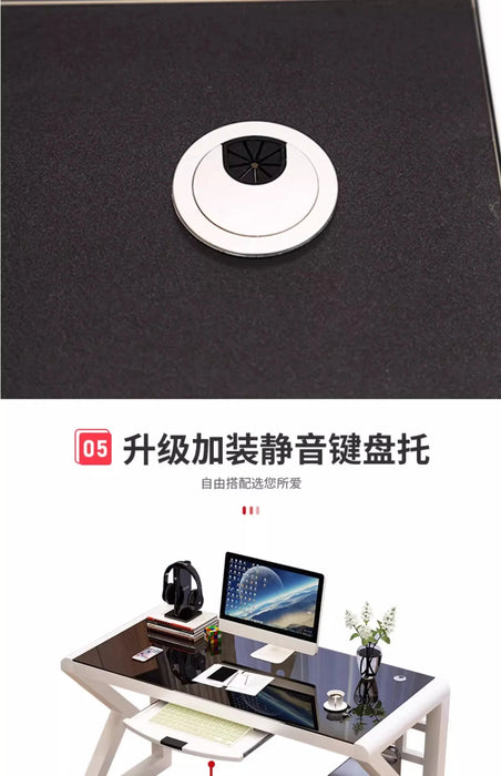 Desktop Computer Desk, Desk, Student Home, Bedroom Tempered Glass Gaming Table, Workbench