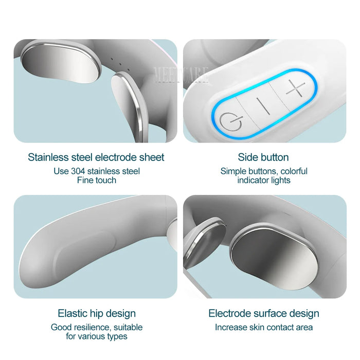 Pulse Neck Massager Electric Smart Cervical Massagers TENS Pain Muscle Kneading Massage