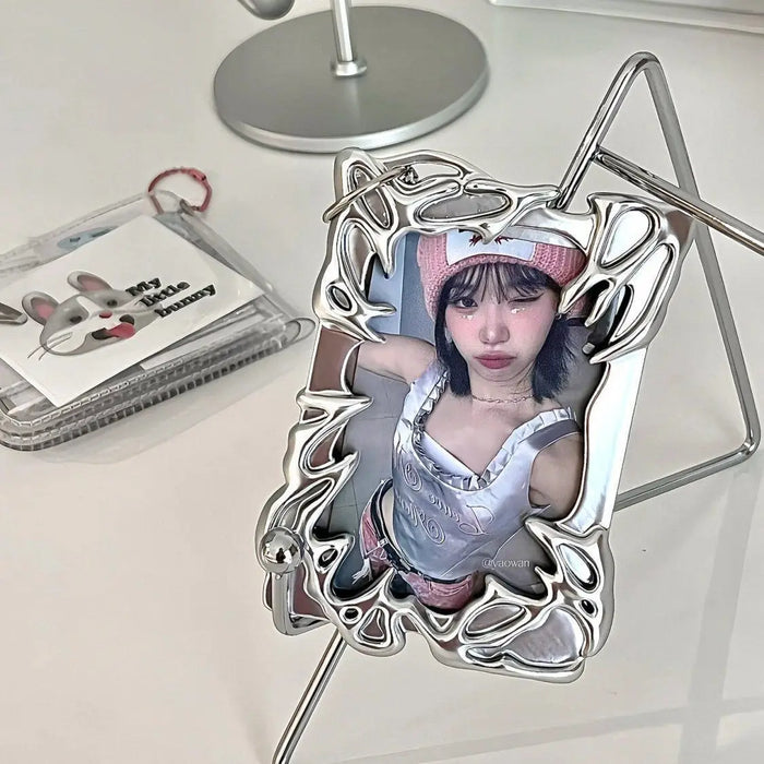 Silver Y2k Idol Photo Card Holder 3 Inch Electroplate Kpop Photocard Holder Photo Card Protective Case Cards Sleeves Supplies