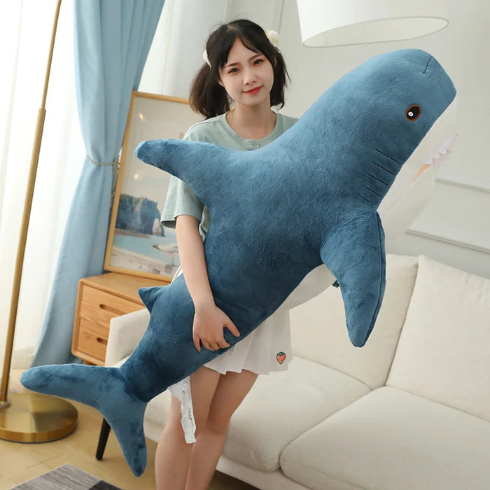 Simulated Shark Sea Creature Blue Pink Grey Fish Toy  Super soft Dolls Cartoon Pillow Bed Decor Birthday Gift for Girls Boys