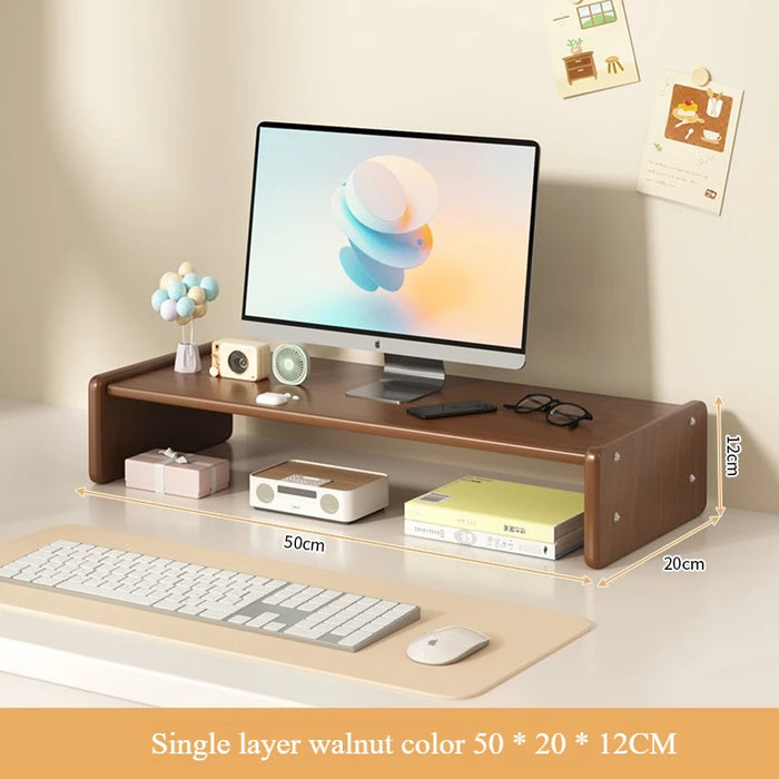 Desktop workstation computer height stand, home office desktop storage rack with drawers, monitor pad, and stand