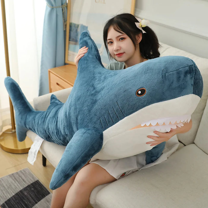 Simulated Shark Sea Creature Blue Pink Grey Fish Toy  Super soft Dolls Cartoon Pillow Bed Decor Birthday Gift for Girls Boys