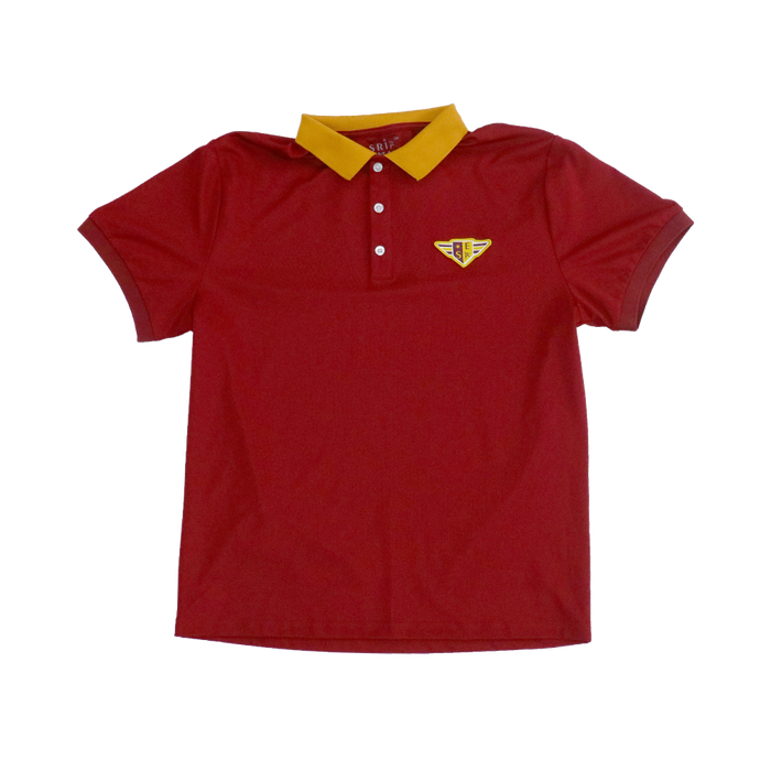 SRI-3007-B / SRI-3008-G SECONDARY S/S (3) ENGRAVED LOGO BUTTON POLO WITH RIBBED CONTRAST COLLAR AND PLACKET AND LEFT CHEST EMB PATCH APPLIQUE