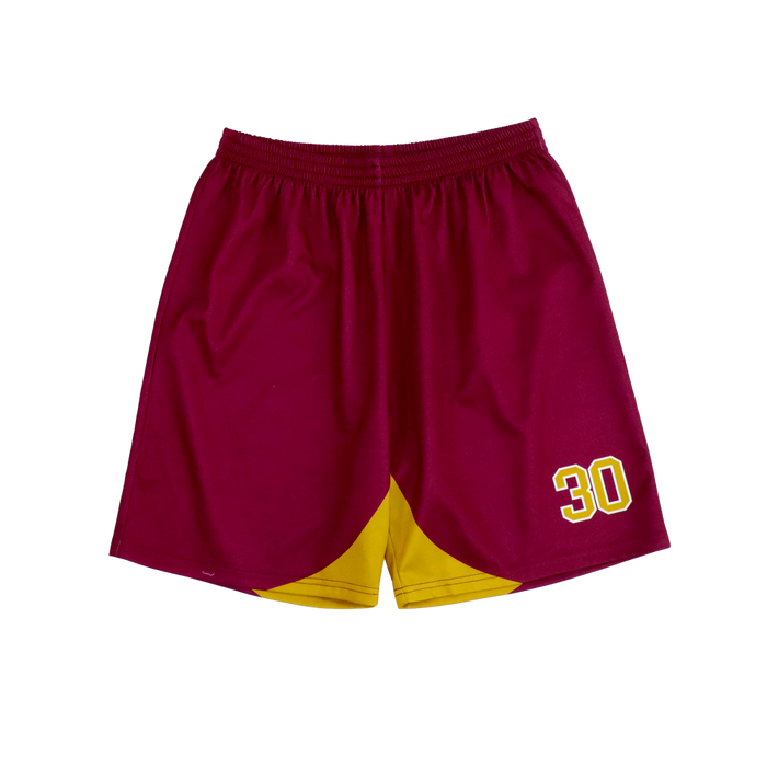 SRI-2011-B / SRI-2012-G SECONDARY ATHLETIC SHORTS WITH SELF COVERED ELASTIC AND PRINT - BURGUNDY