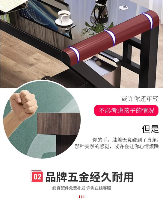 Desktop Computer Desk, Desk, Student Home, Bedroom Tempered Glass Gaming Table, Workbench