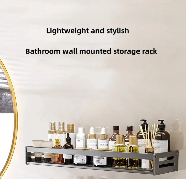 Shower Corner Shelf Without Drilling Aluminum Bathroom Shelf With Towel Bar Shampoo Holder Toilet Rack Bathroom Accessories