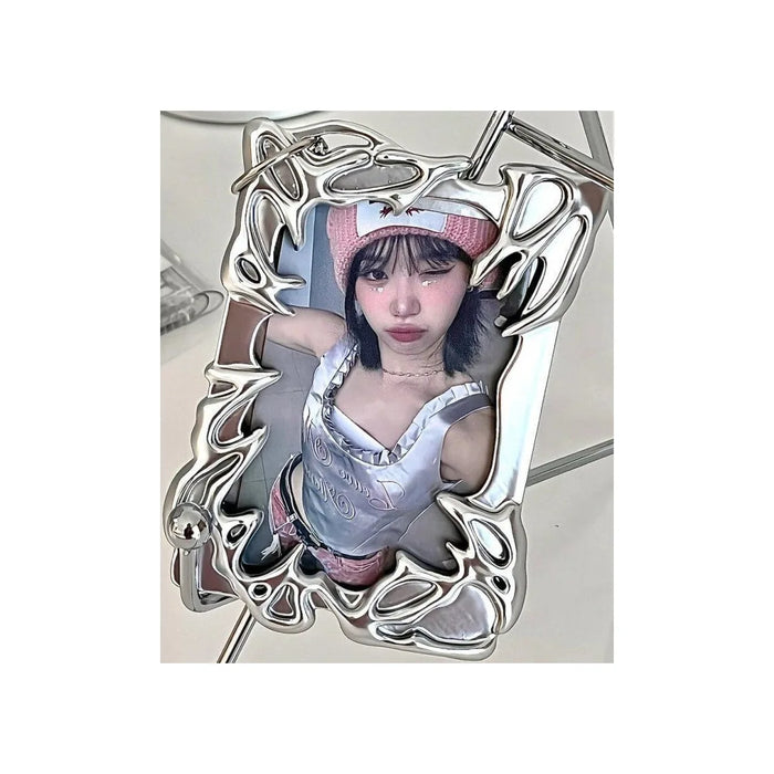 Silver Y2k Idol Photo Card Holder 3 Inch Electroplate Kpop Photocard Holder Photo Card Protective Case Cards Sleeves Supplies