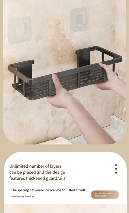 No-Drill Wall Shelf, Heavy-Duty Waterproof Shower Organizer. Easy Adhesive Install, Space-Saving Bathroom Storage.