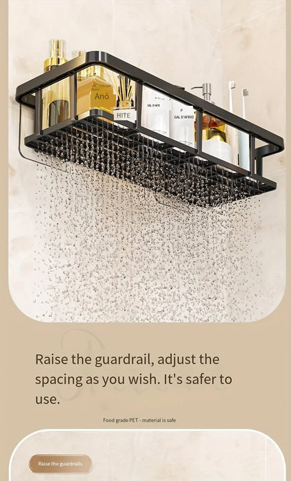 No-Drill Wall Shelf, Heavy-Duty Waterproof Shower Organizer. Easy Adhesive Install, Space-Saving Bathroom Storage.