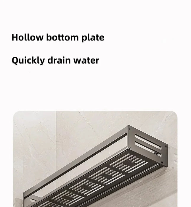 Shower Corner Shelf Without Drilling Aluminum Bathroom Shelf With Towel Bar Shampoo Holder Toilet Rack Bathroom Accessories