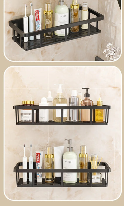 No-Drill Wall Shelf, Heavy-Duty Waterproof Shower Organizer. Easy Adhesive Install, Space-Saving Bathroom Storage.