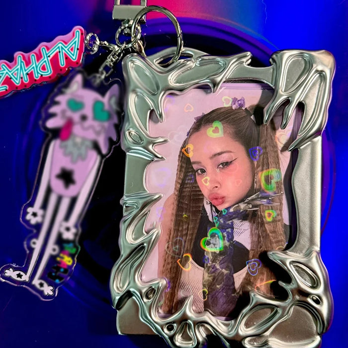 Silver Y2k Idol Photo Card Holder 3 Inch Electroplate Kpop Photocard Holder Photo Card Protective Case Cards Sleeves Supplies