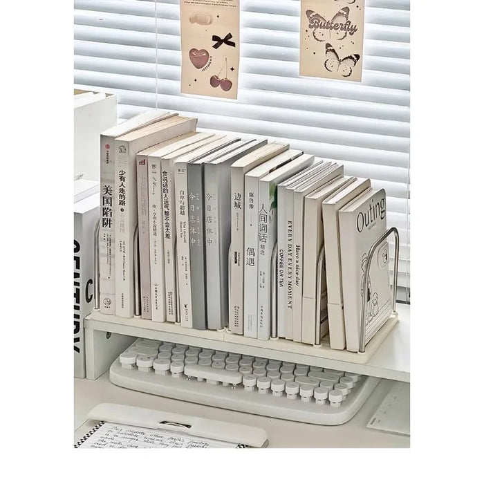 Desktop Bookshelf  Non-Slip Base Modern Minimalist Office Desk Organizer Shelf Study Table Storage Rack