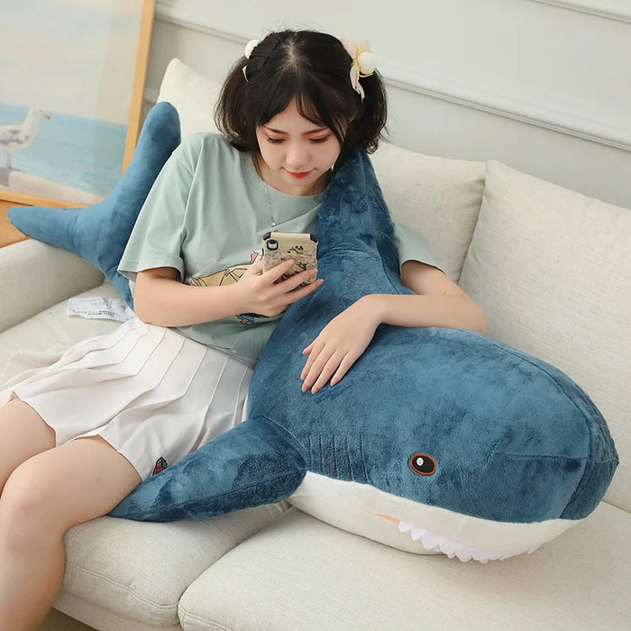Simulated Shark Sea Creature Blue Pink Grey Fish Toy  Super soft Dolls Cartoon Pillow Bed Decor Birthday Gift for Girls Boys