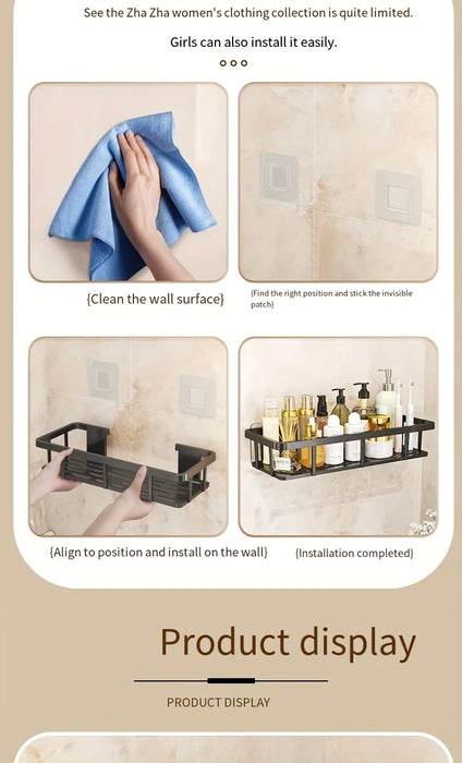No-Drill Wall Shelf, Heavy-Duty Waterproof Shower Organizer. Easy Adhesive Install, Space-Saving Bathroom Storage.