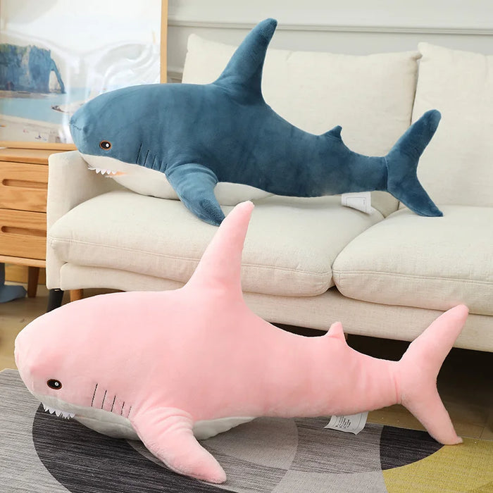 Simulated Shark Sea Creature Blue Pink Grey Fish Toy  Super soft Dolls Cartoon Pillow Bed Decor Birthday Gift for Girls Boys