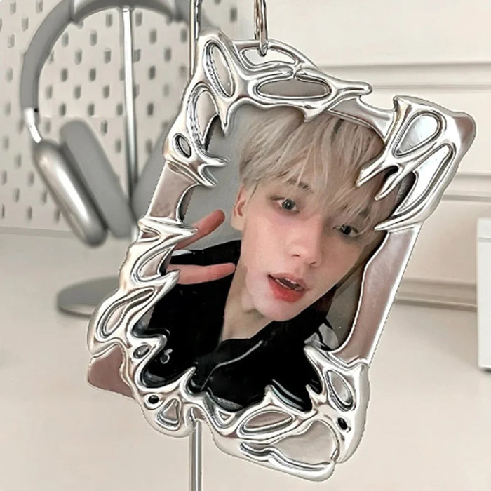 Silver Y2k Idol Photo Card Holder 3 Inch Electroplate Kpop Photocard Holder Photo Card Protective Case Cards Sleeves Supplies