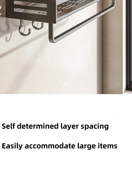 Shower Corner Shelf Without Drilling Aluminum Bathroom Shelf With Towel Bar Shampoo Holder Toilet Rack Bathroom Accessories