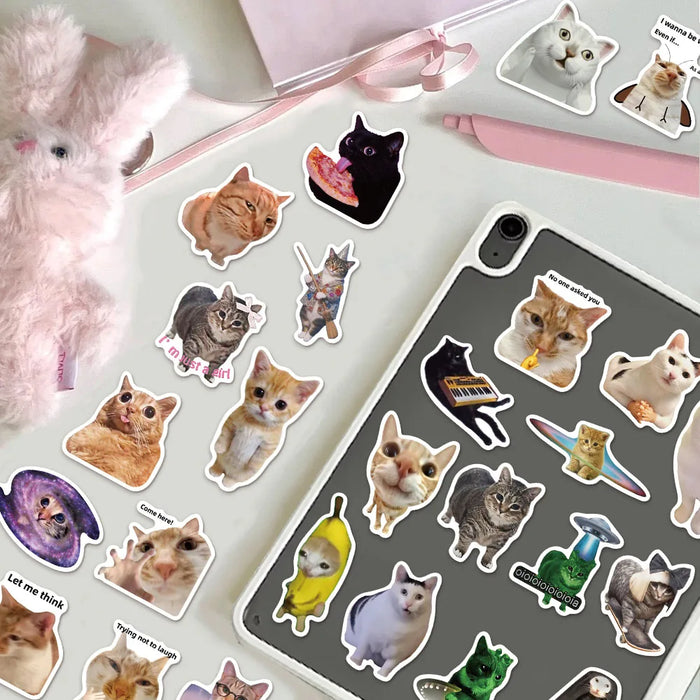 50/100PCS Creative Network Popular Cat Meme Collection Hand Account DIY Graffiti Stickers Water Cup Skateboard Stickers