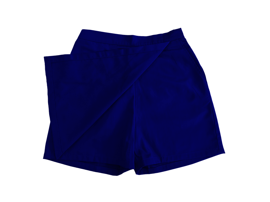 DWI-2001-G - SECONDARY GIRLS SKORT WITH CONTRAST BUTTON DETAILING AND BACK WAIST BAND EMBROIDERED PATCH APPLIQUE