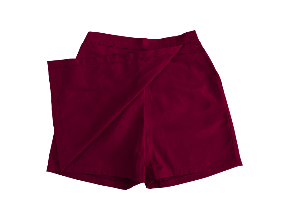 SRI-2014-G-SECONDARY GIRLS SKORT WITH CONTRAST BUTTON DETAILING AND BACK WAIST BAND EMBROIDERED PATCH APPLIQUE