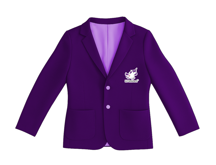 LIL-8008-U - LIL UNICORN POWER BLAZER WITH CONTRAST INNER LINING AND SELF COVERED BUTTON DETAIL