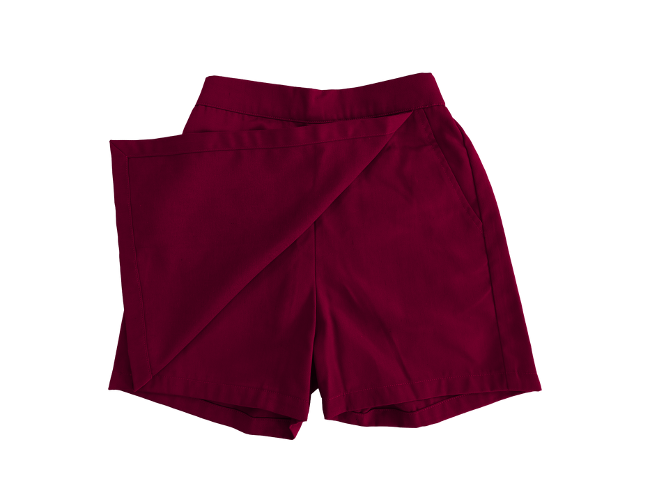 SRI-2013-G-GIRLS PRIMARY SKORT WITH CONTRAST BUTTON DETAILING AND BACK WAIST BAND EMBROIDERED PATCH APPLIQUE