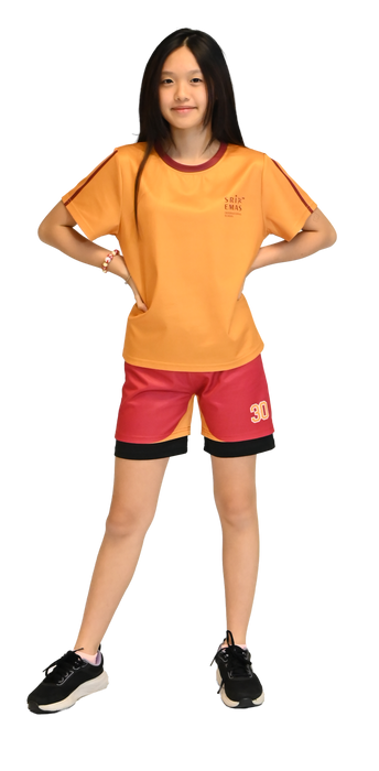 SRI-2011-B / SRI-2012-G SECONDARY ATHLETIC SHORTS WITH SELF COVERED ELASTIC AND PRINT - BURGUNDY