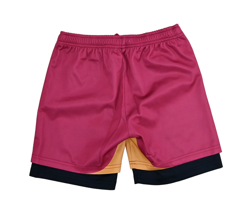 SRI-2011-B / SRI-2012-G SECONDARY ATHLETIC SHORTS WITH SELF COVERED ELASTIC AND PRINT - BURGUNDY