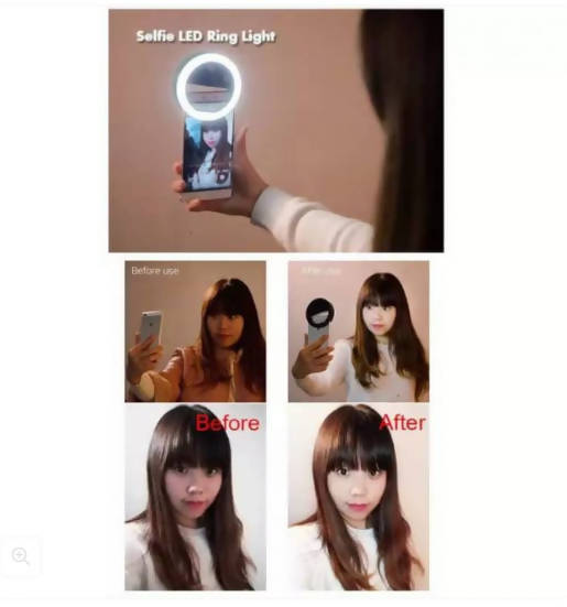 Selfie Ring USB Rechargeable Portable Clip LED 3 Modes Light Camera Mobile Phone