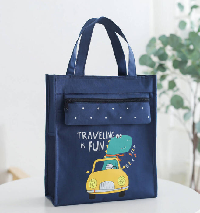 Cute cartoon tuition tote school many compartment carry zip bag for kid primary secondary school