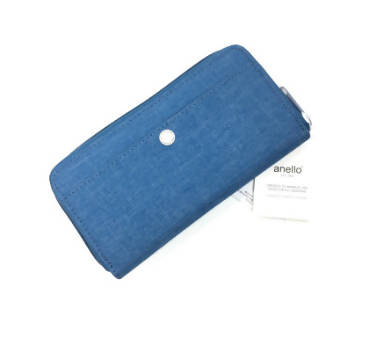 Original Anello High Density Heat Proof Polyester Round Zip Long Wallet Blue