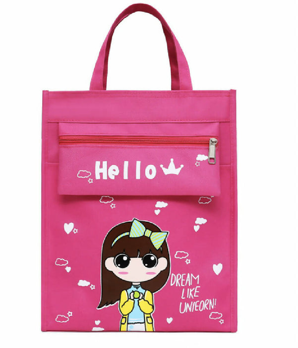 Cute cartoon tuition tote school many compartment carry zip bag for kid primary secondary school