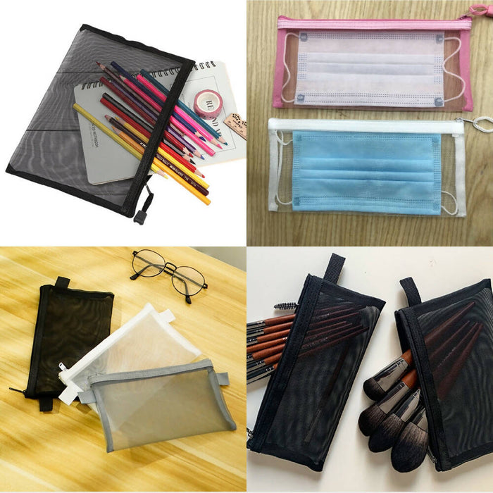 A4 A5 A6 large folder transparent mesh file for pen pencil case stationery office zip storage