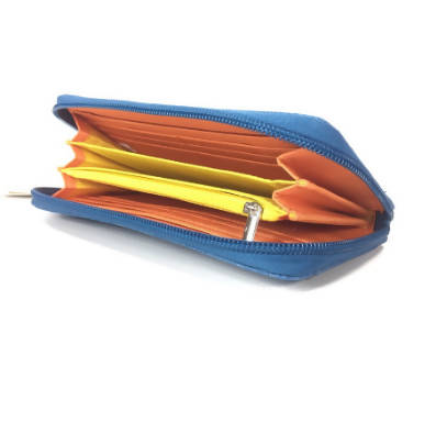 Original Anello High Density Heat Proof Polyester Round Zip Long Wallet Blue
