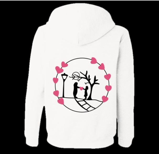 Giving Heart white Hoodie by Hannah,12 y/o (design on both sides)