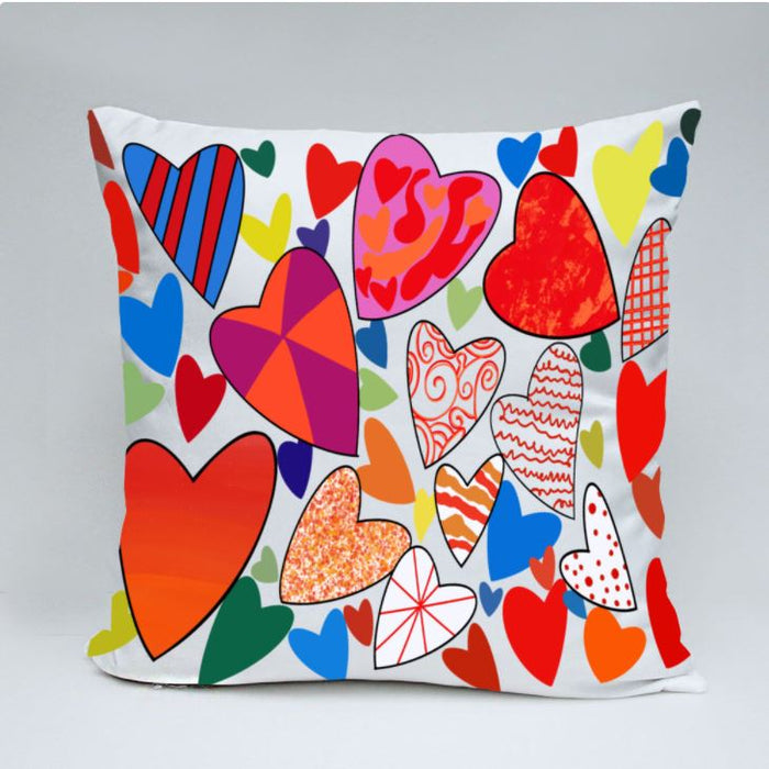 Hearts Galore Throw Pillow by Jung Si On (12 y/o)