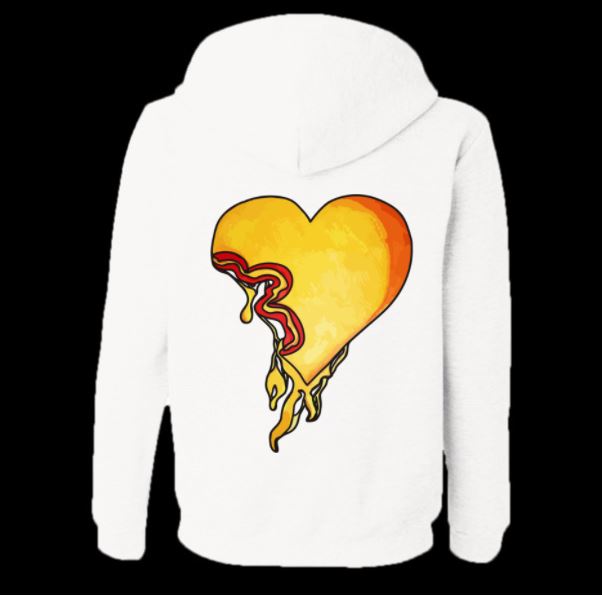 My Heart Melts white hoodie by Ernest,12 y/o (design on both sides)