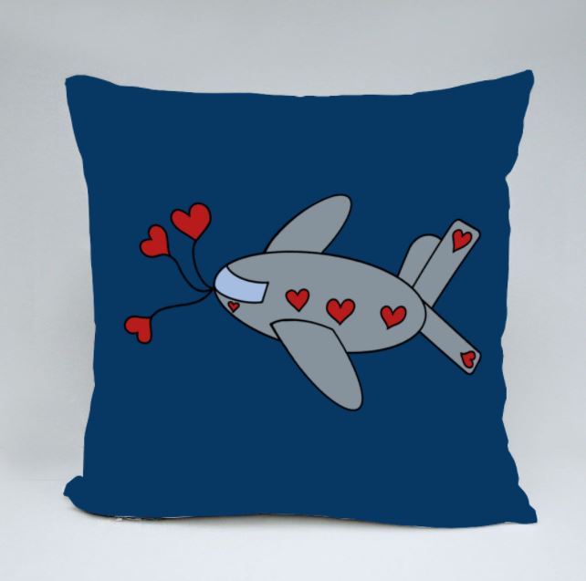 Valentine Plane Throw Pillow by Ahmad Yezriq (7 y/o)